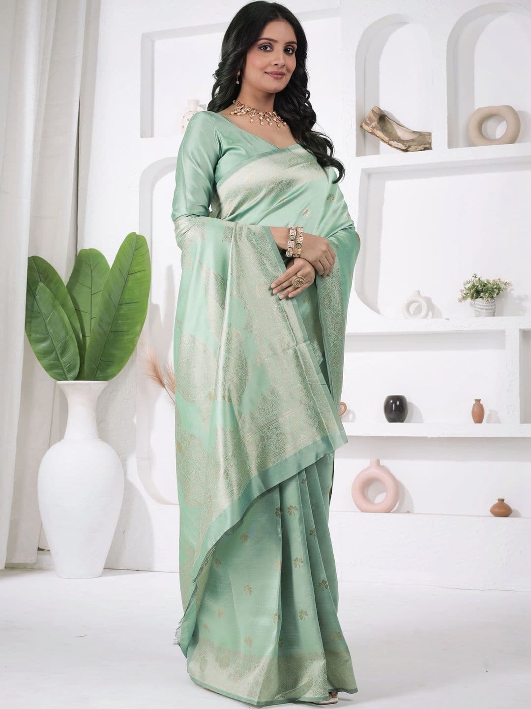 revika Woven Design Zari Art Silk Designer Kanjeevaram Saree thumbnail 4