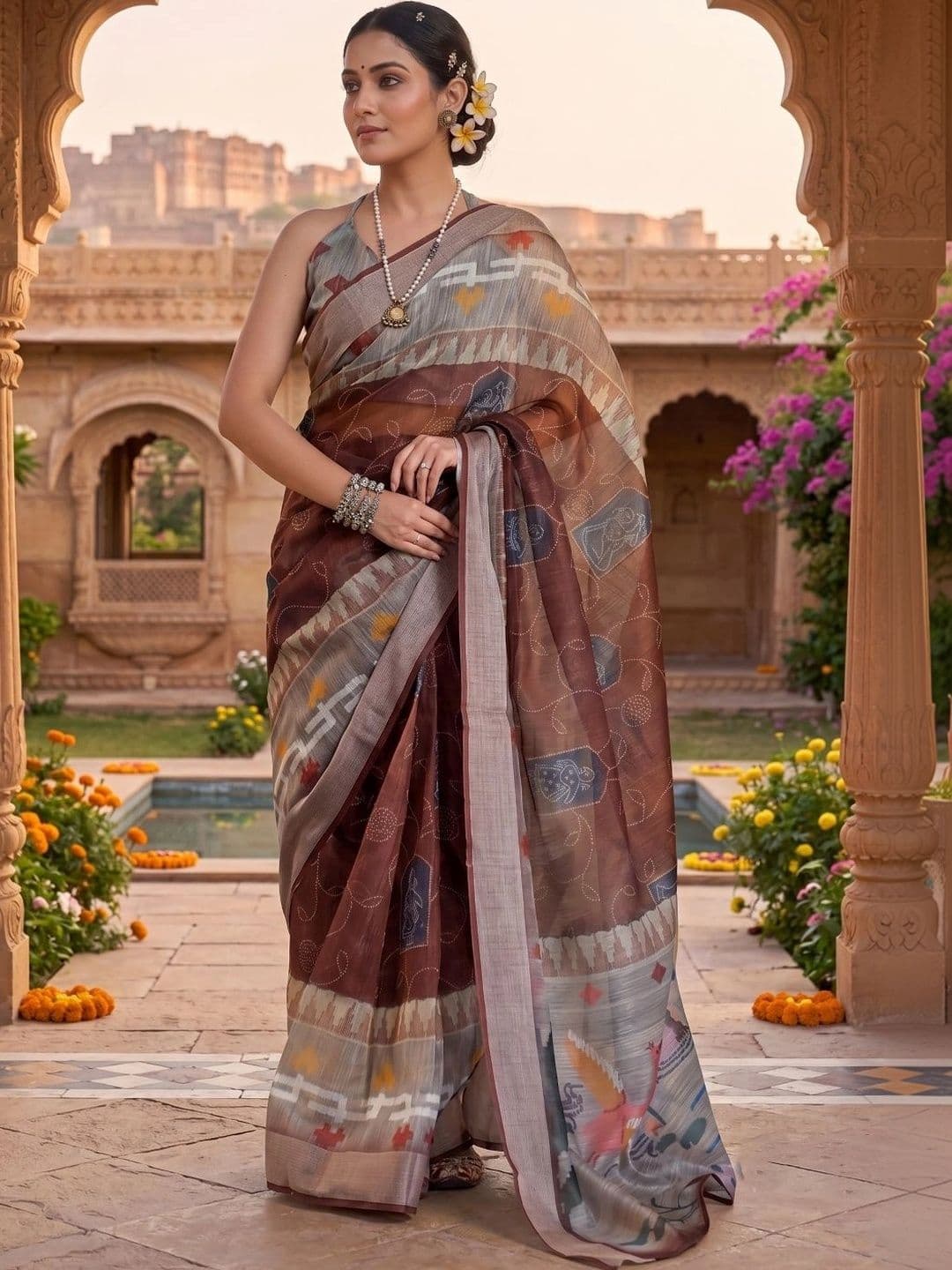 BORAD FASHION Designer Chanderi Saree - view 1