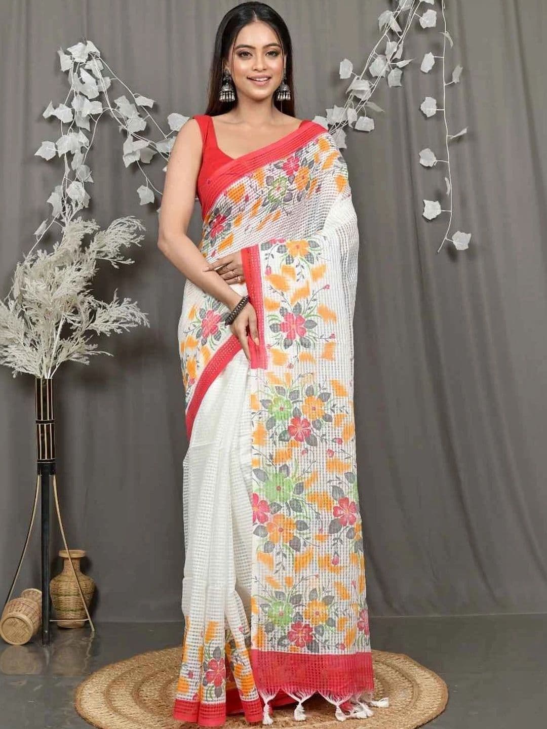 RoyBoni Floral Pure Cotton Taant Saree - view 1