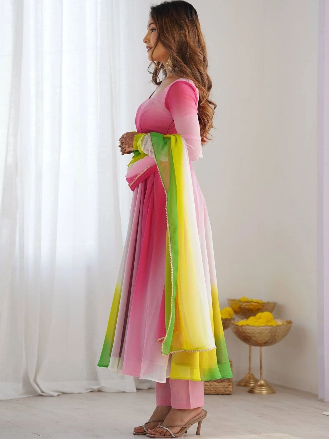 SAJAVAT ETHENIC WEAR Women Dyed Regular Kurta with Trousers & With Dupatta thumbnail 4