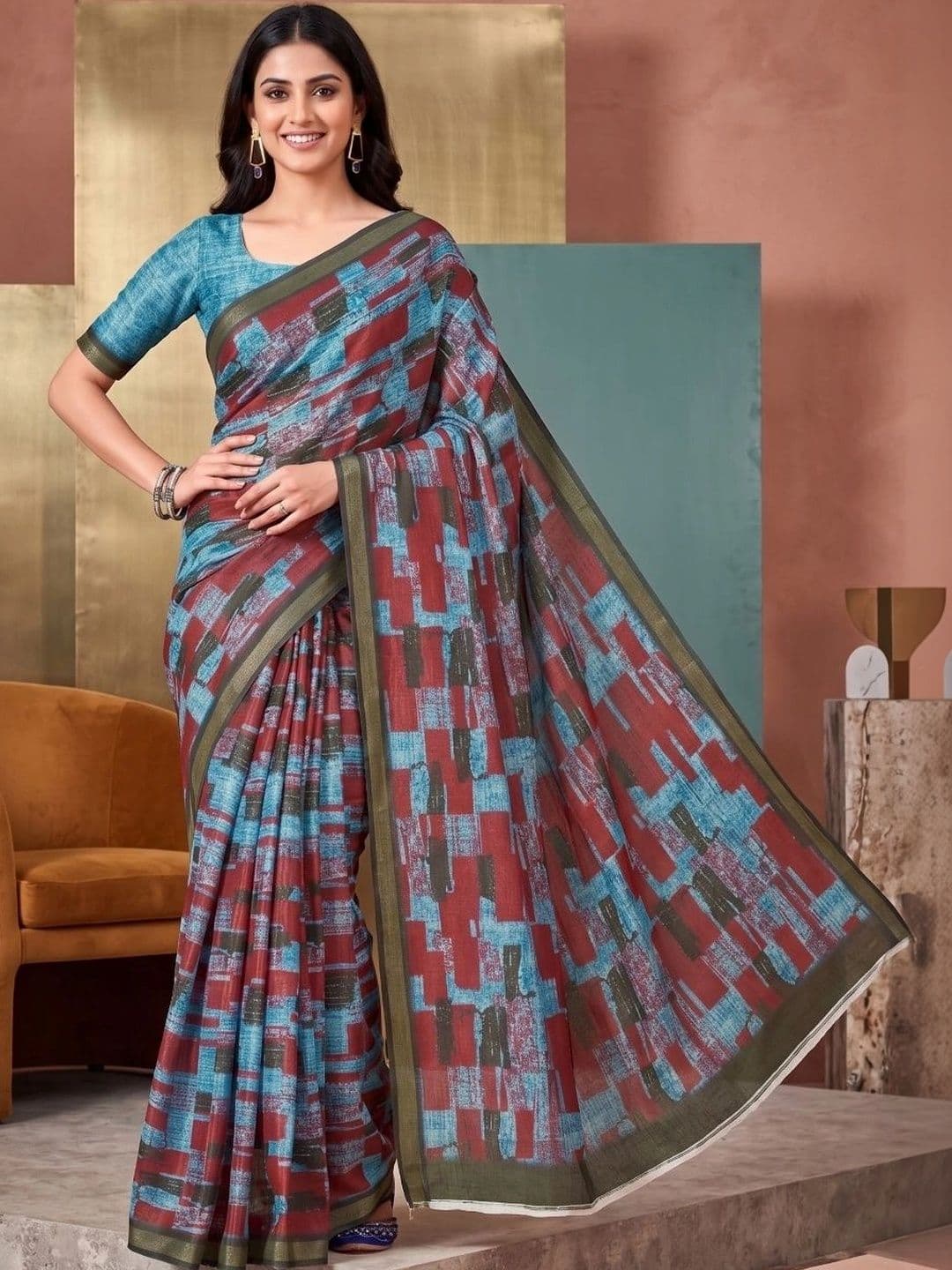 BORAD FASHION Designer Chanderi Saree thumbnail 3