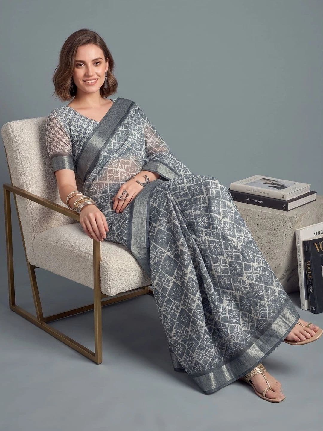 BORAD FASHION Designer Chanderi Saree thumbnail 3