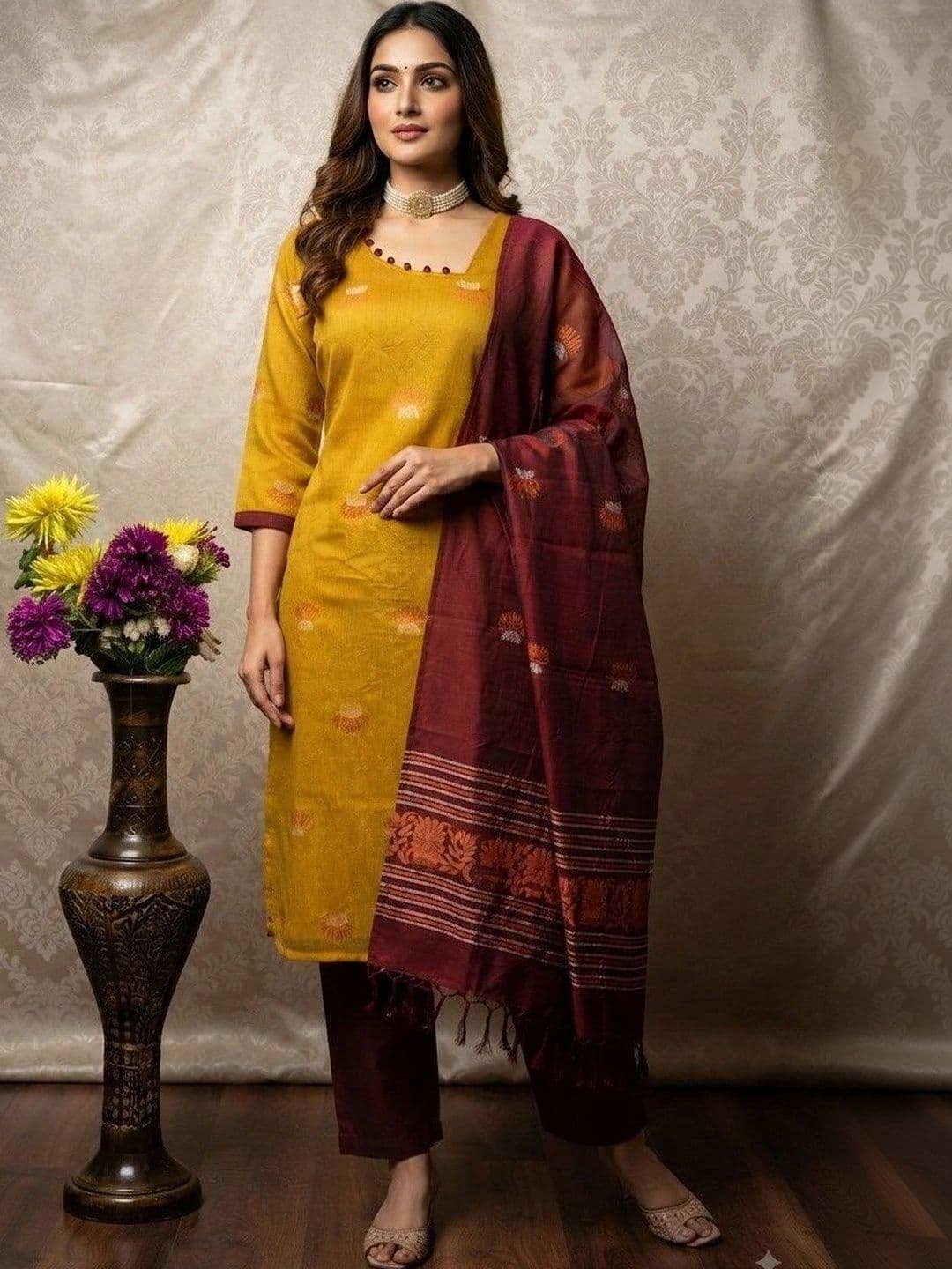 ZARVELA Women Ethnic Motifs Printed Regular Kurta with Trousers & With Dupatta - view 1