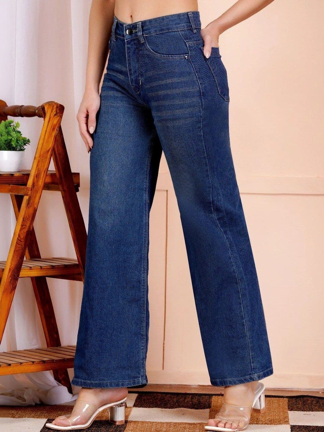 P.X.5 Women Classic Wide Leg High-Rise Light Fade Stretchable Jeans thumbnail 3
