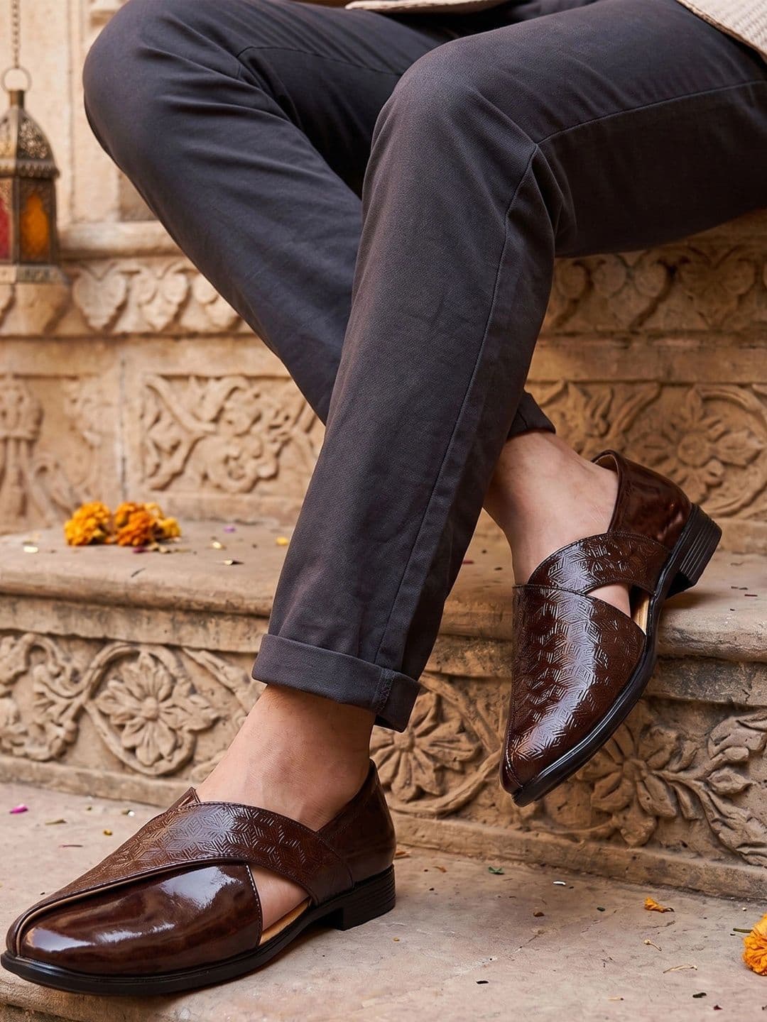 HikBi Men Ethnic Leather Shoe-Style Sandals thumbnail 6