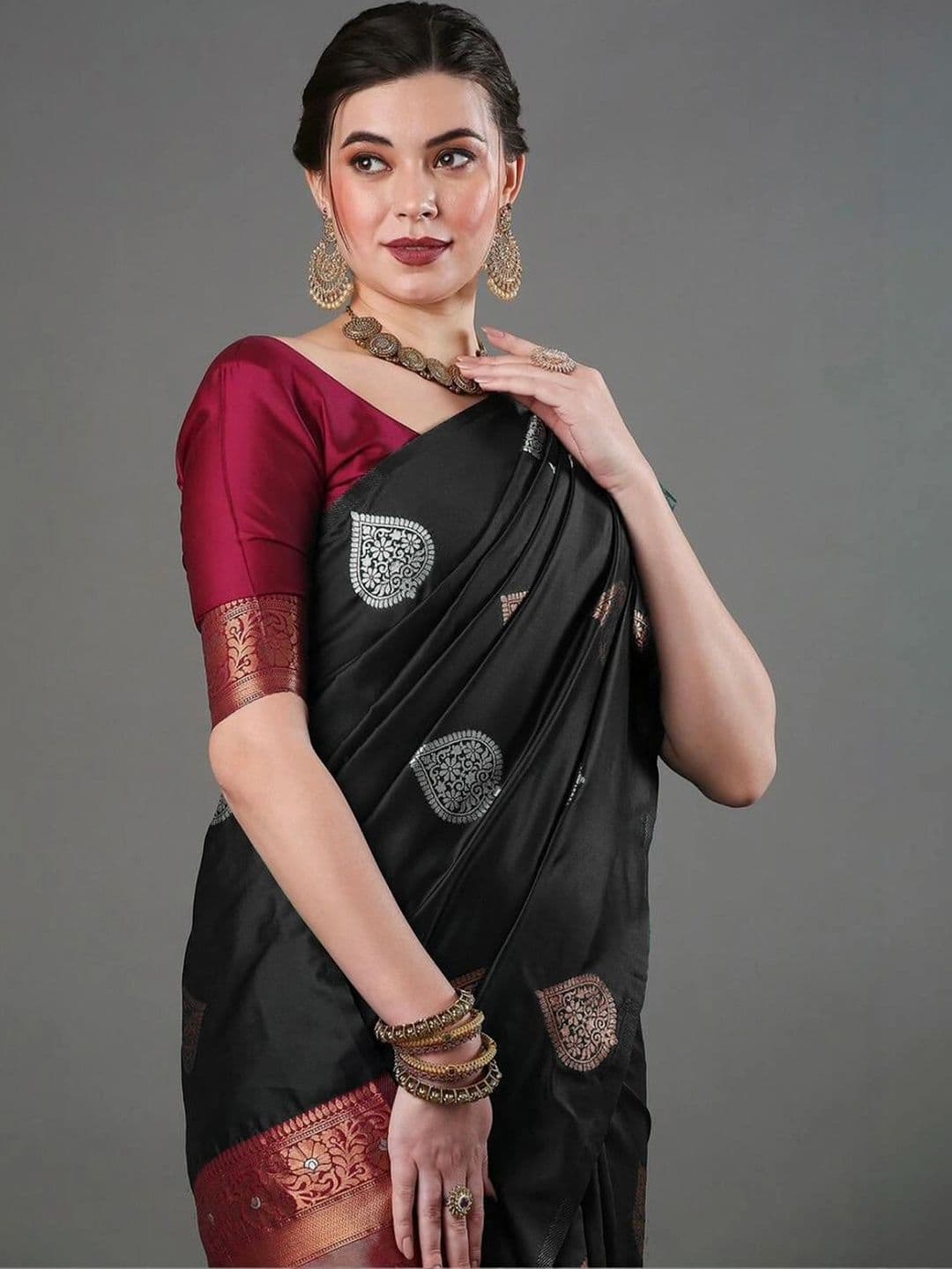 revika Woven Design Zari Art Silk Designer Kanjeevaram Saree thumbnail 4