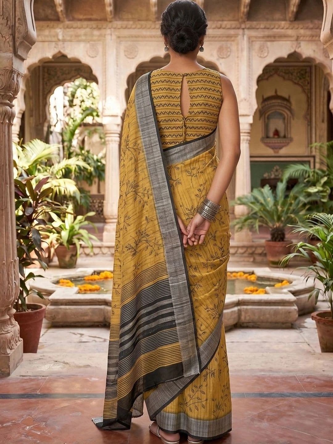 BORAD FASHION Floral Designer Chanderi Saree thumbnail 2