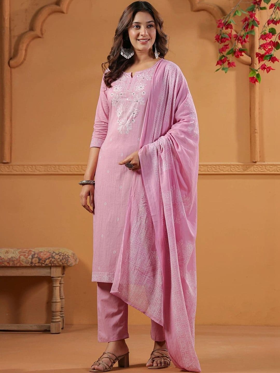 Misaina Women Ethnic Motifs  Pure Cotton Kurta with Trousers & With Dupatta thumbnail 6