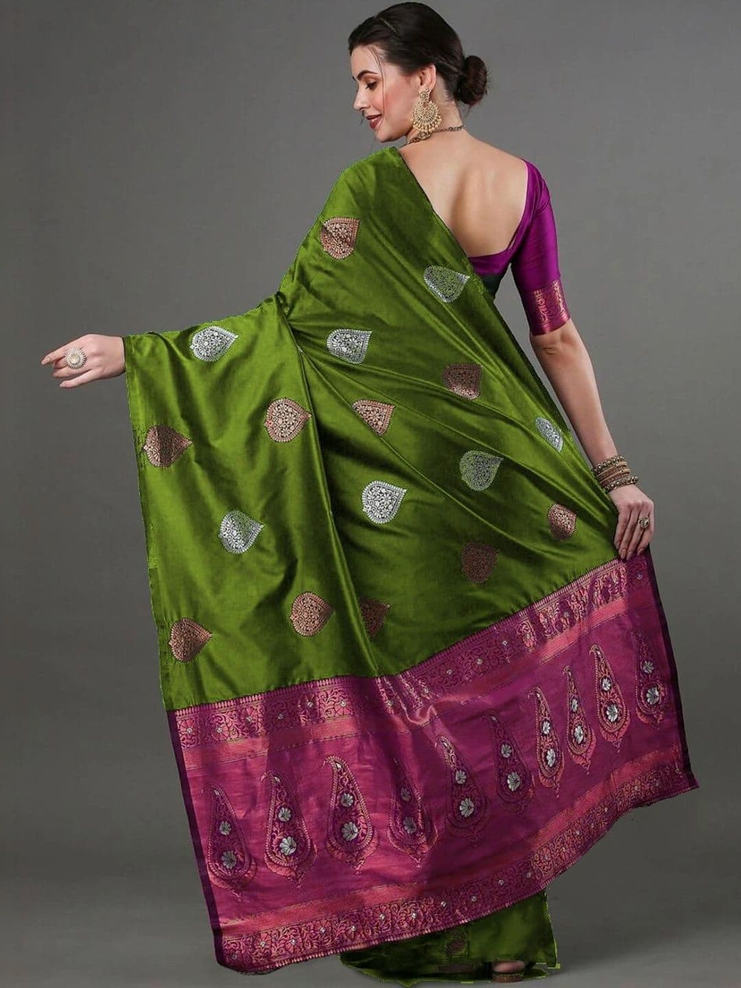 revika Woven Design Zari Art Silk Designer Kanjeevaram Saree thumbnail 2