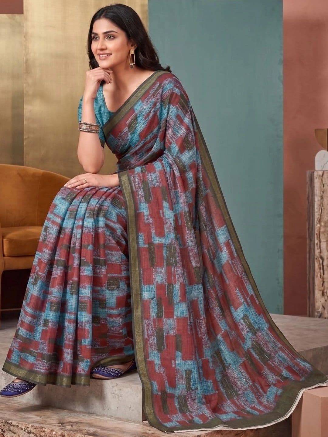 BORAD FASHION Designer Chanderi Saree thumbnail 2