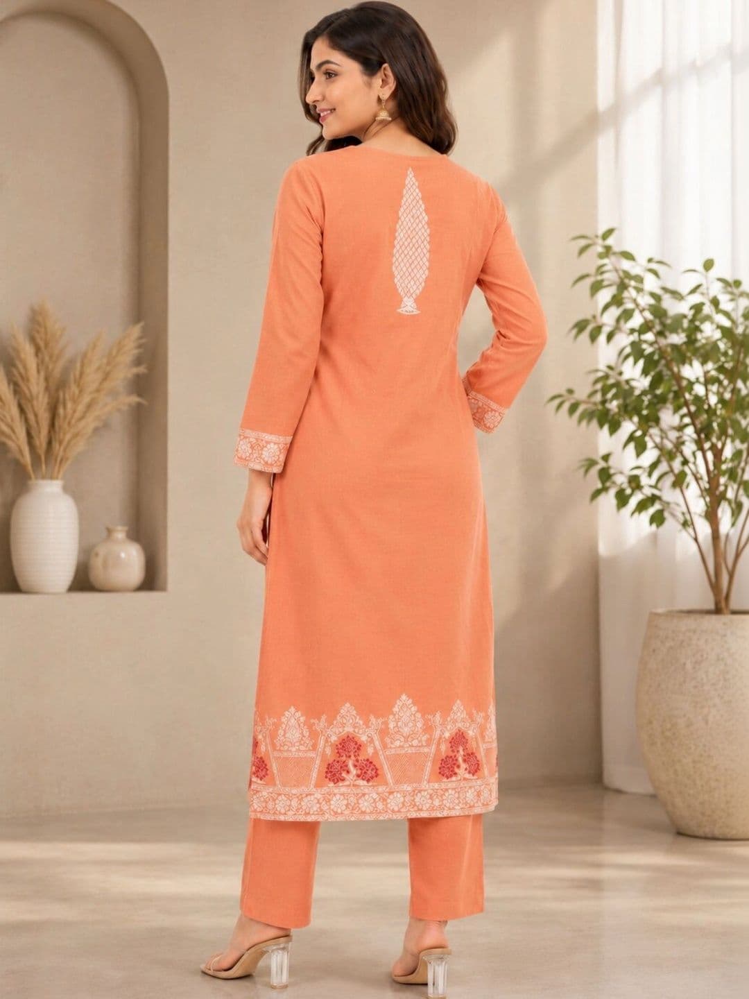 all about you Women Ethnic Motifs Embroidered Regular Thread Work Pure Cotton Kurta with Trousers & With thumbnail 4