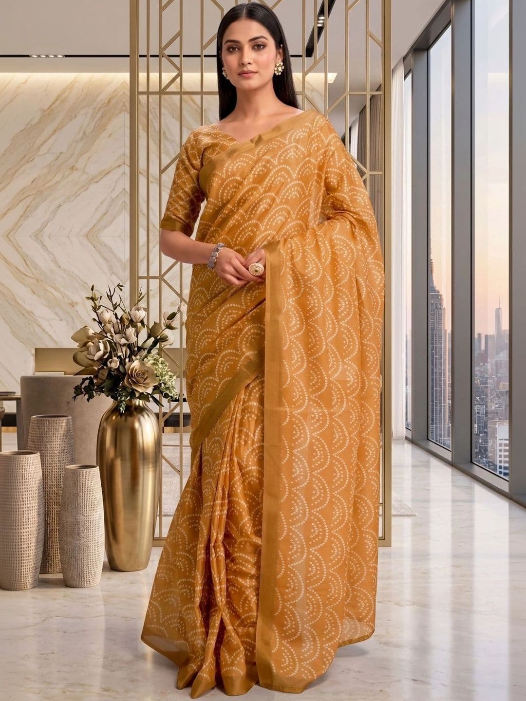 BORAD FASHION Bandhani Designer Chanderi Saree thumbnail 3