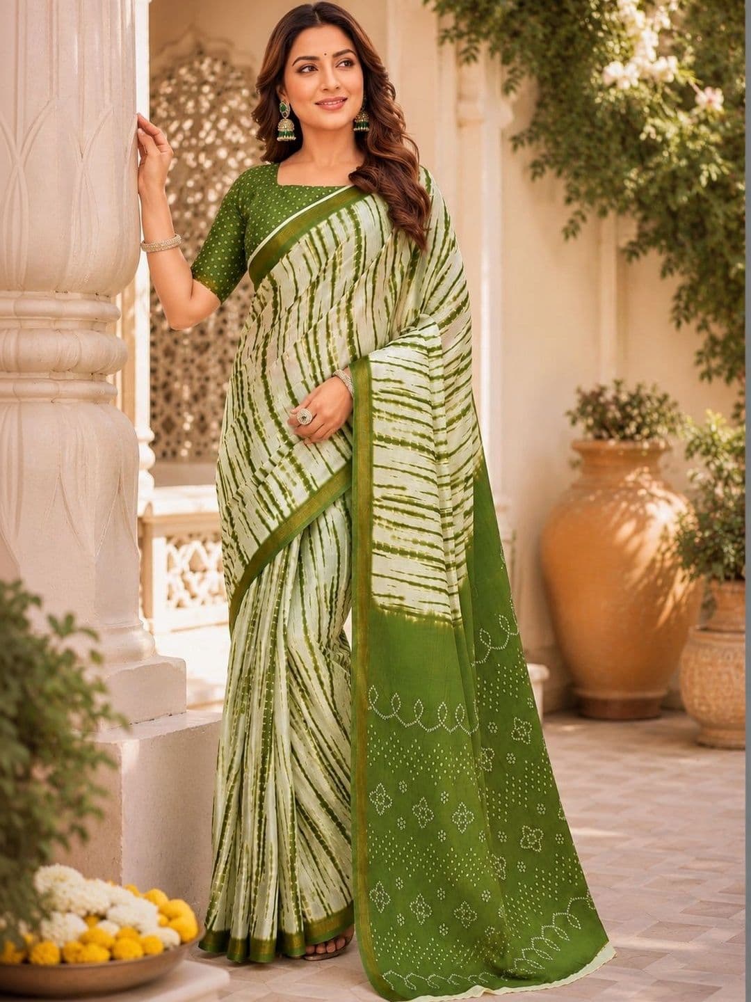 BORAD FASHION  women Striped Designer Chanderi Saree thumbnail 2