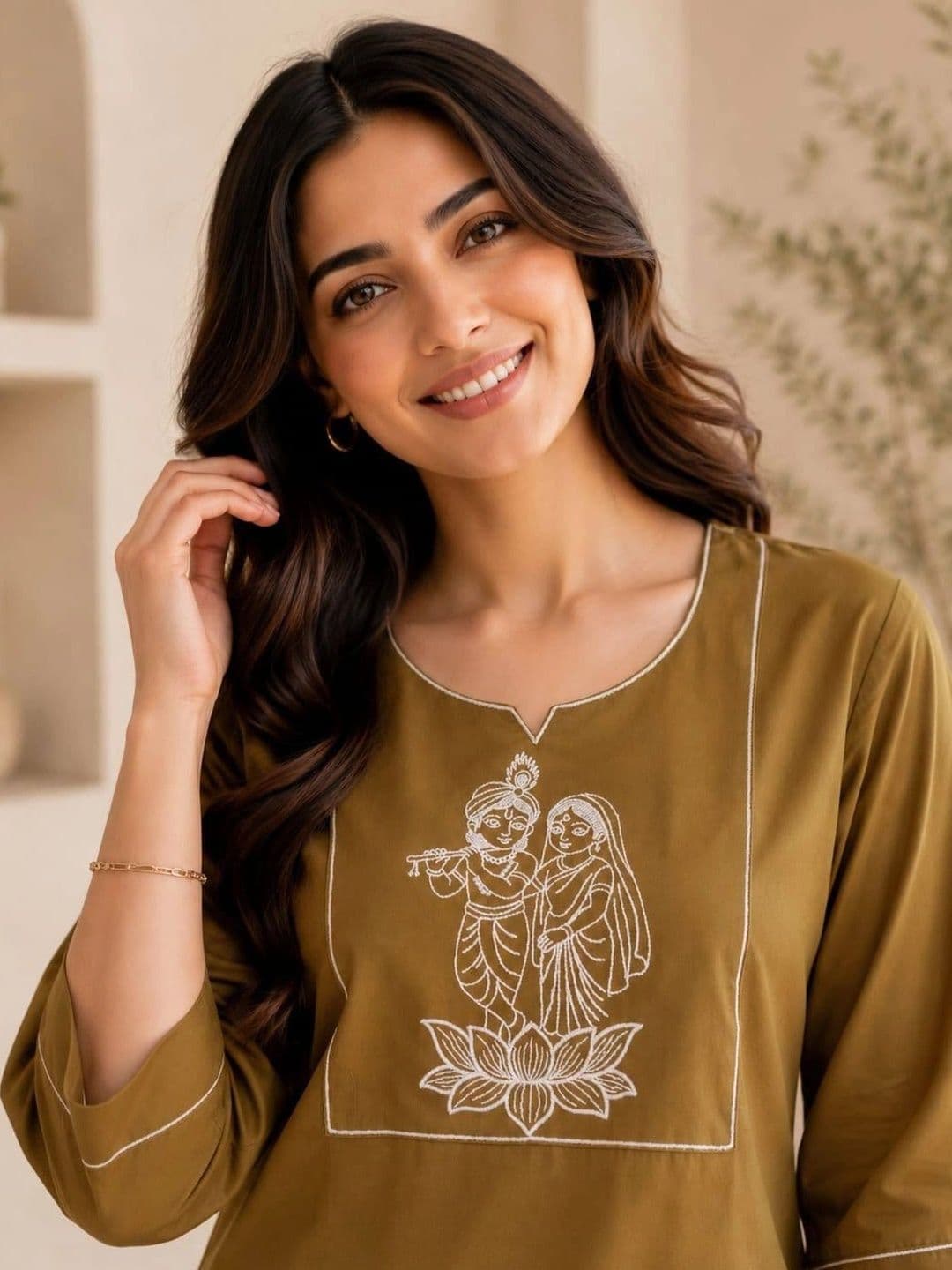 VASTRAHOUSE Women Ethnic Motifs Embroidered Regular Thread Work Kurta with Trousers thumbnail 3