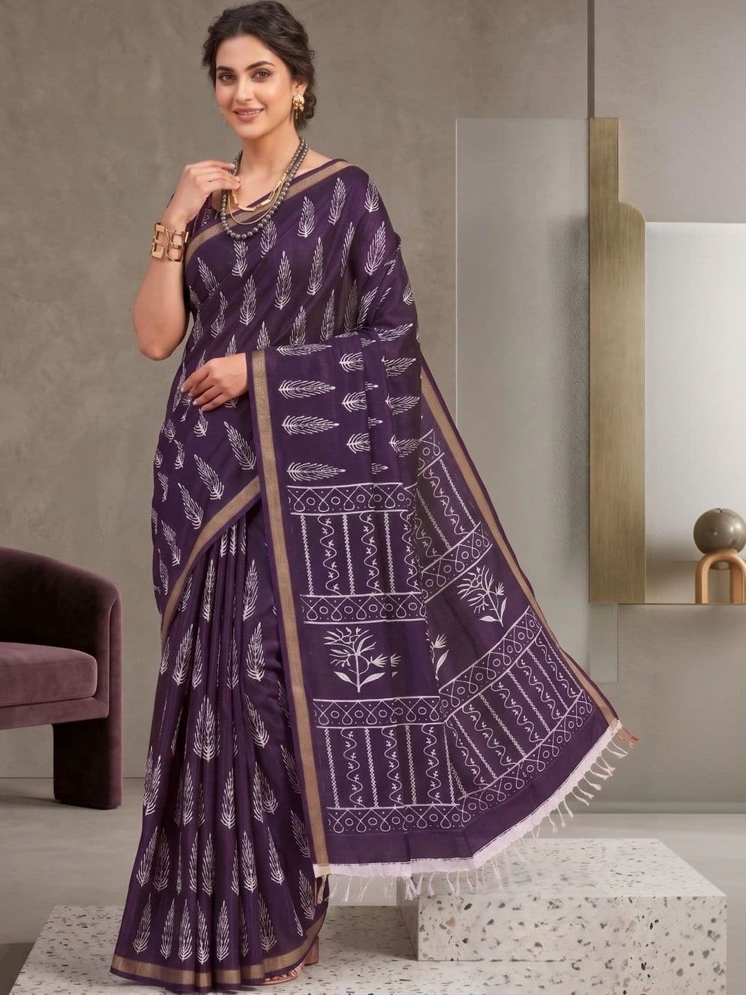 BORAD FASHION Designer Chanderi Saree thumbnail 4