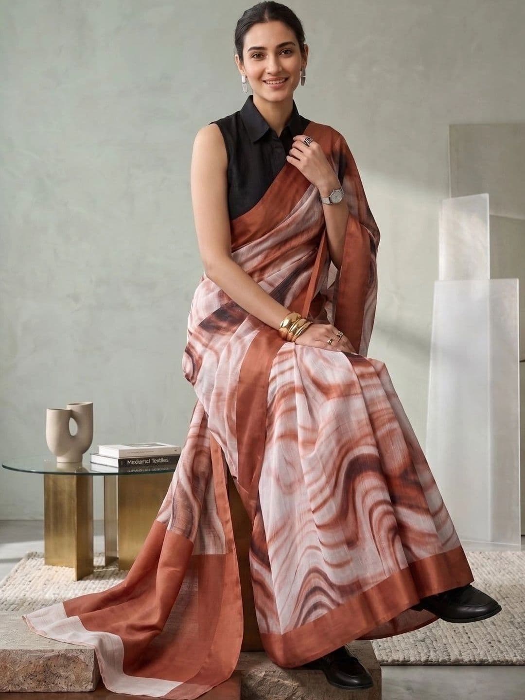 BORAD FASHION Designer Chanderi Saree thumbnail 3