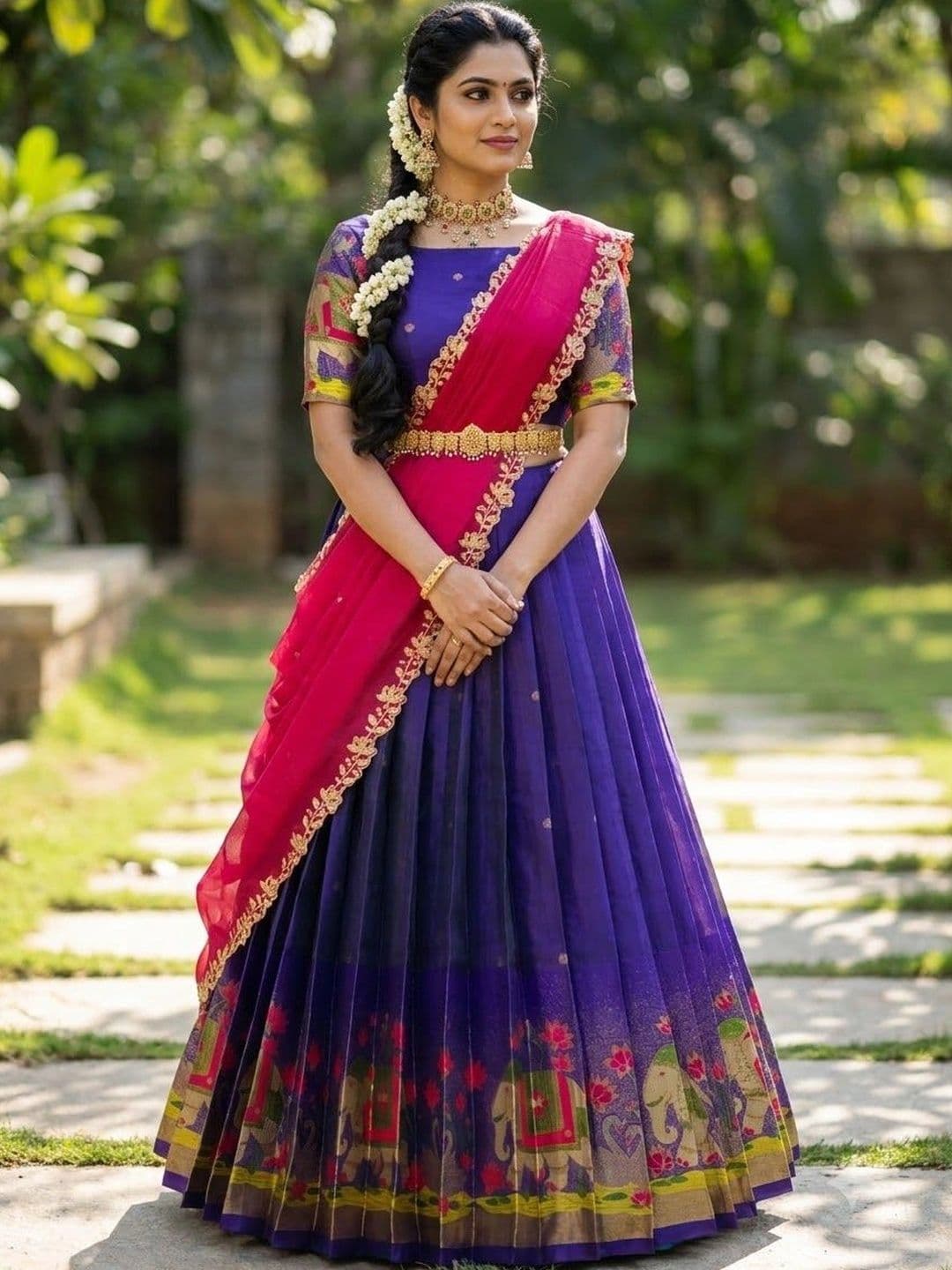 Fabcartz Embroidered Semi-Stitched Lehenga & Unstitched Blouse With Dupatta - view 1