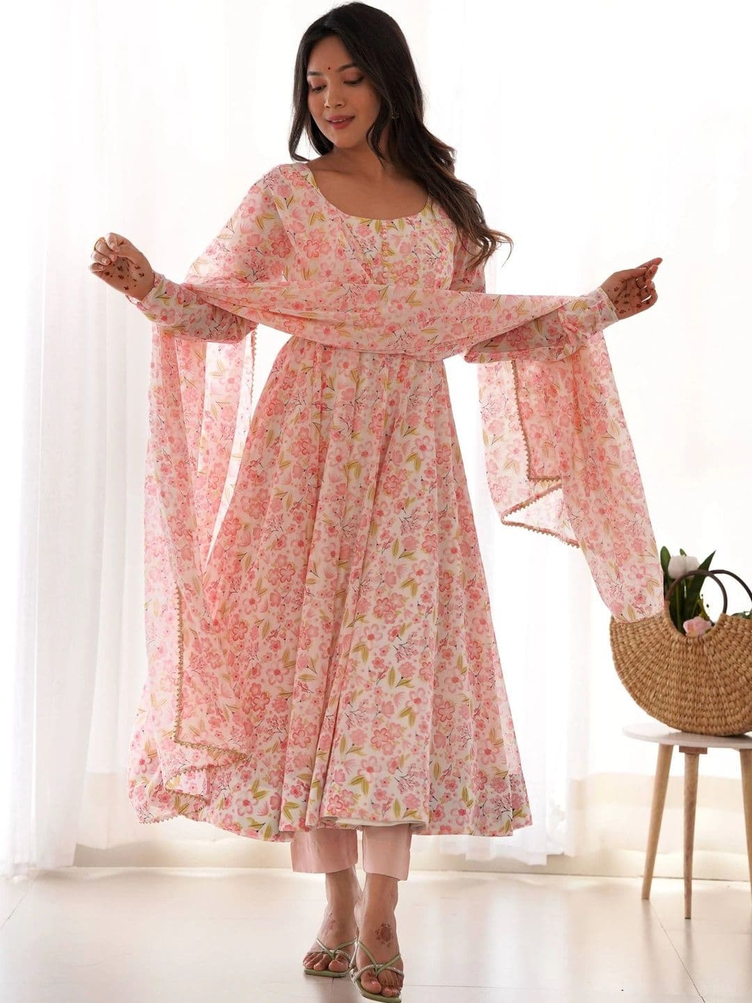 SAJAVAT ETHENIC WEAR Women Floral Printed Regular Kurta with Trousers & With Dupatta - view 1