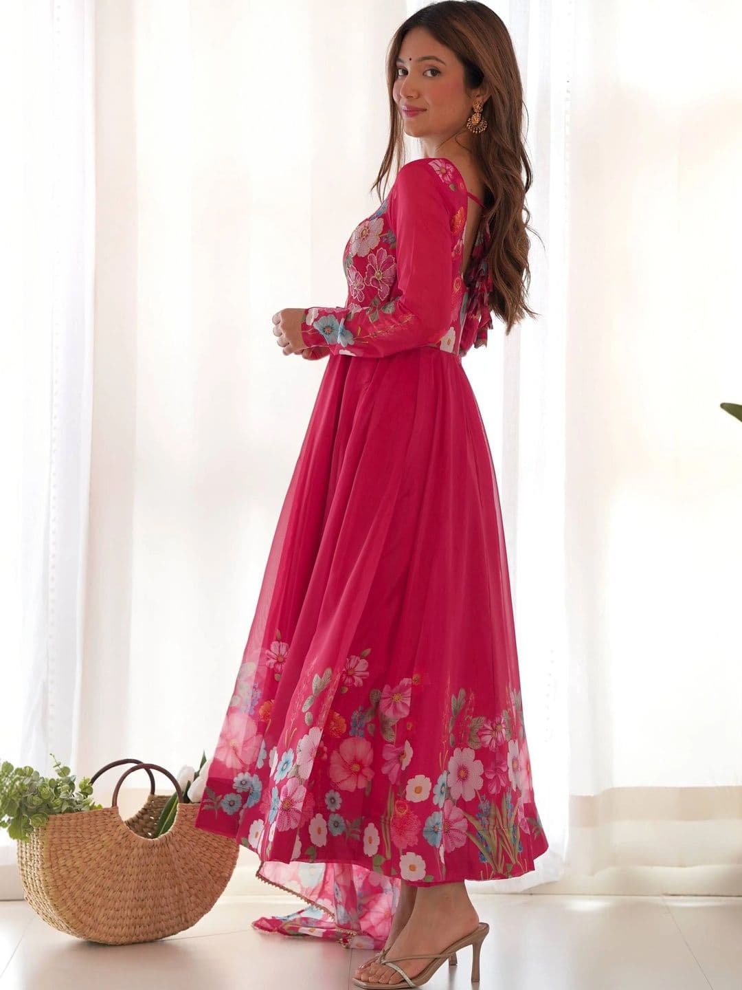 SAJAVAT ETHENIC WEAR Women Floral Printed Empire Kurta with Trousers & With Dupatta thumbnail 7