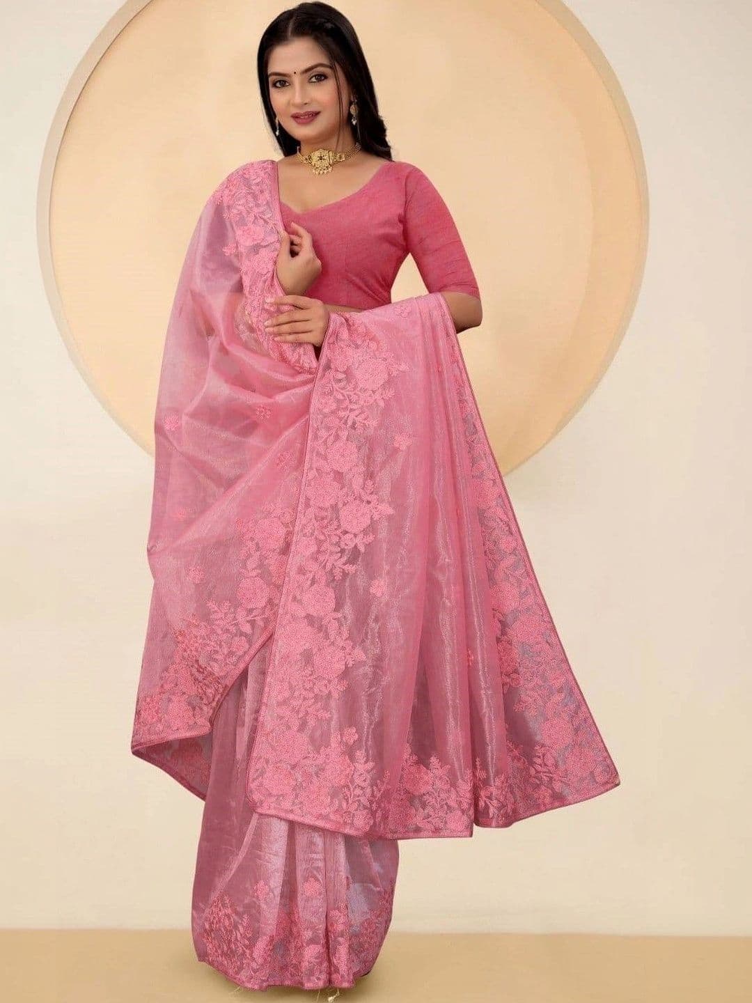 akhodalkrp Floral Embroidered Net Designer Saree thumbnail 2