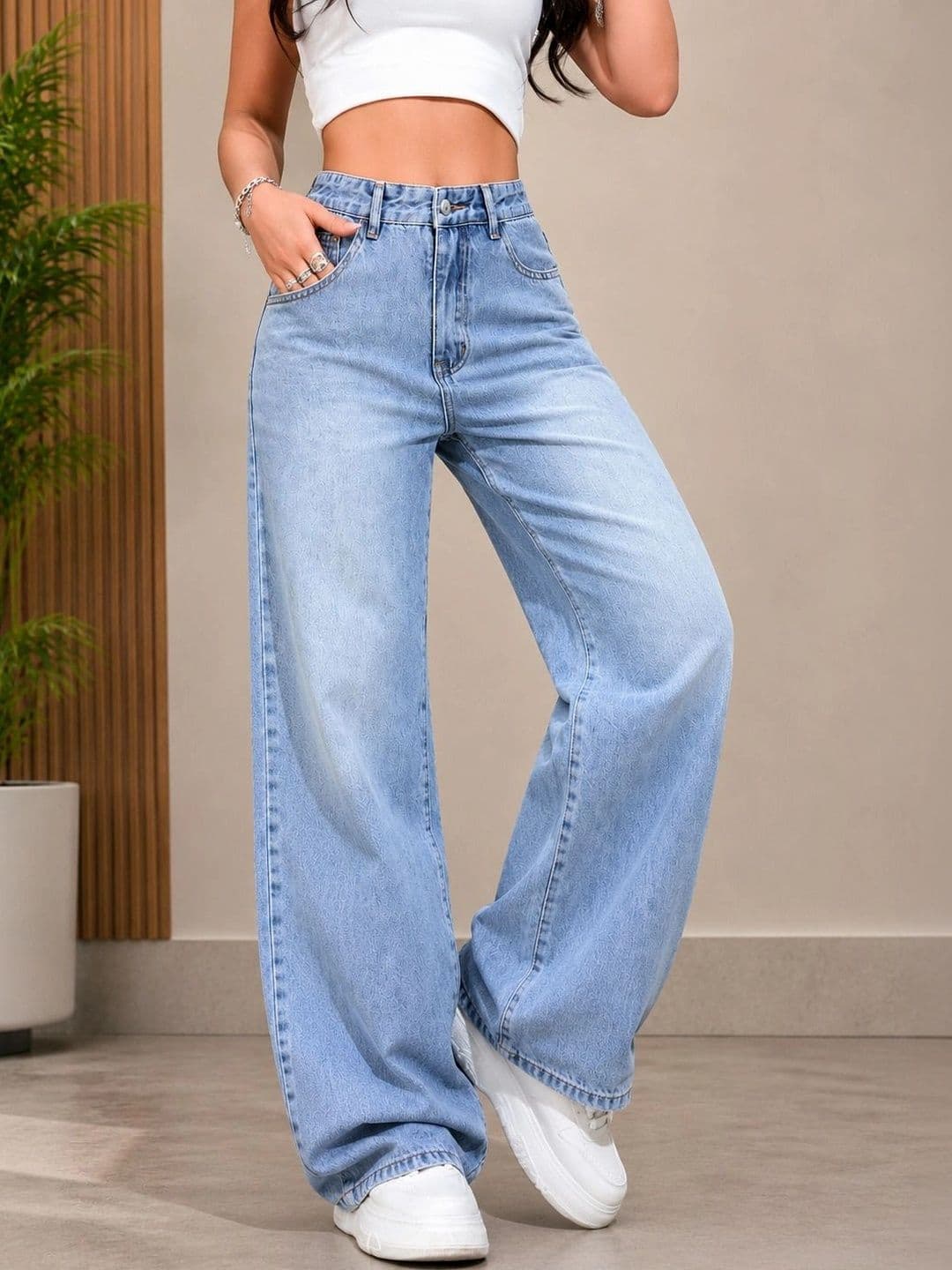 DENIMLOOK Women Flared High-Rise Casual Light Fade Jeans thumbnail 2