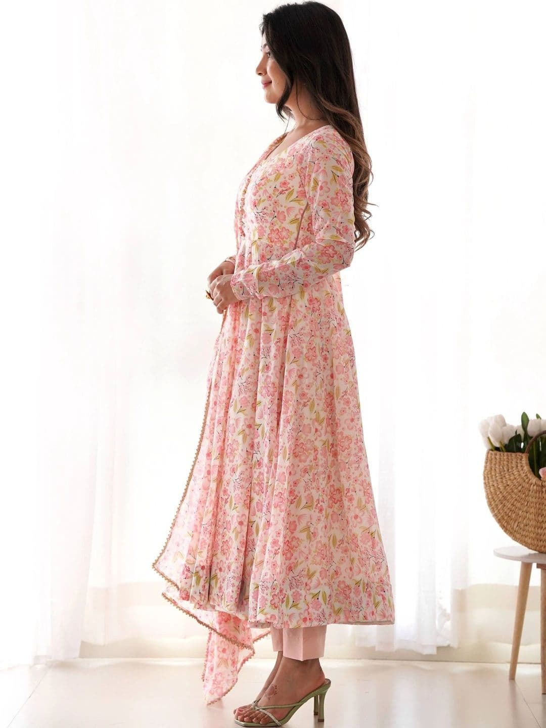 SAJAVAT ETHENIC WEAR Women Floral Printed Regular Kurta with Trousers & With Dupatta thumbnail 7