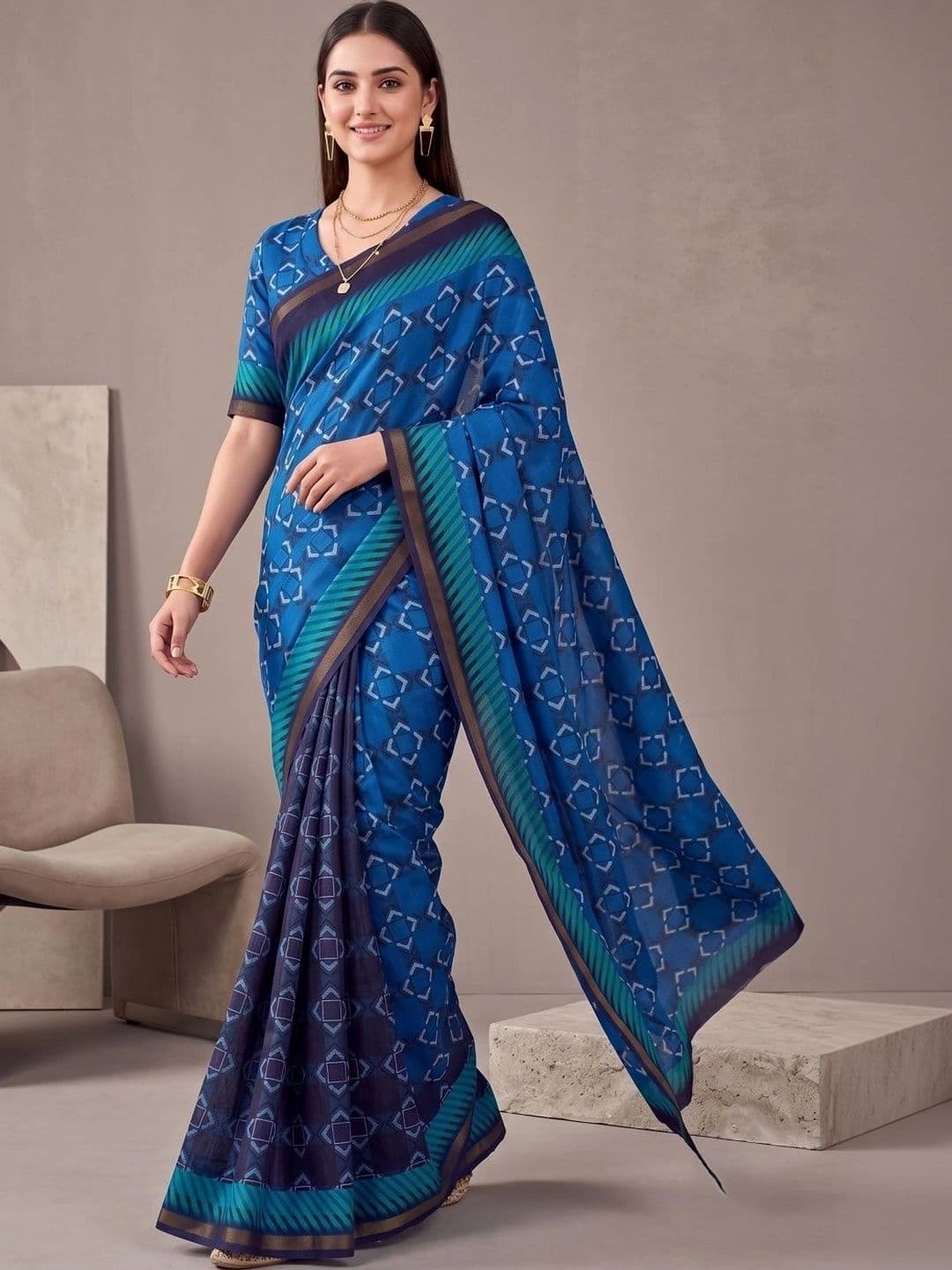 BORAD FASHION Designer Chanderi Saree - view 1