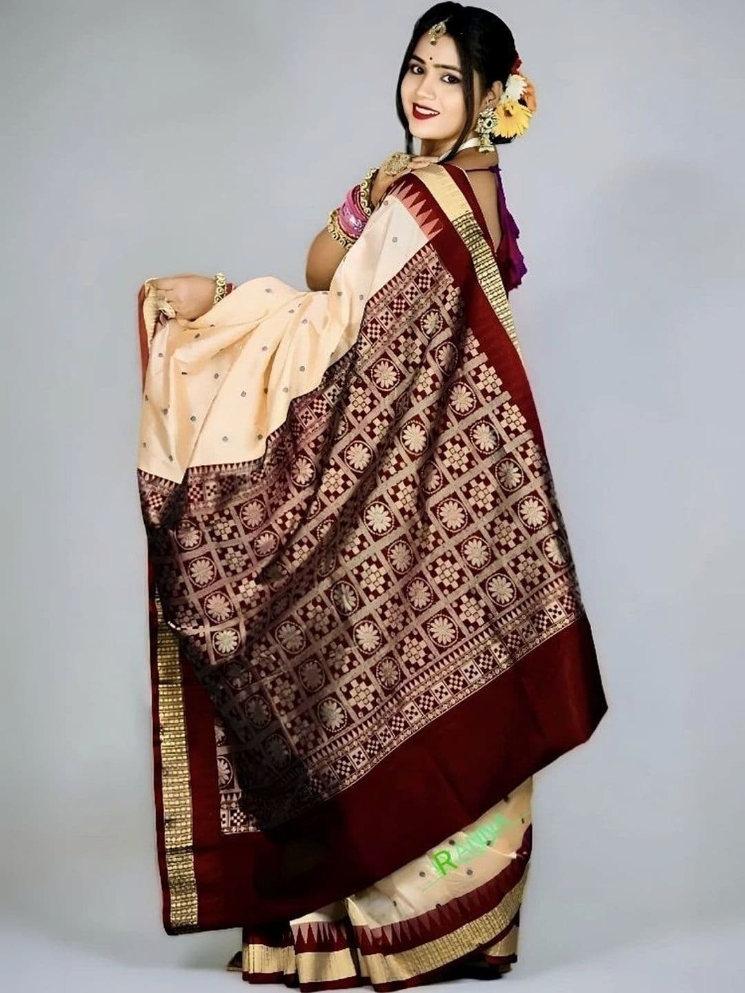 Silk Loomluxe Woven Design Zari Art Silk Sambalpuri Saree thumbnail 3