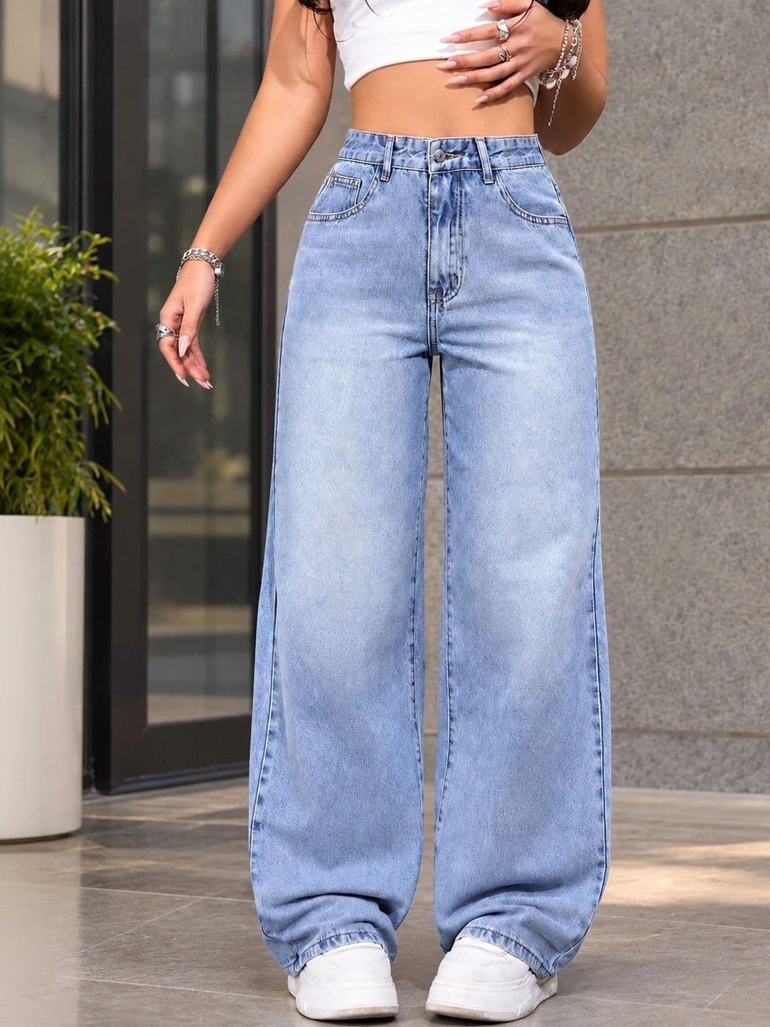 DENIMLOOK Women Flared High-Rise Light Fade Jeans - view 1
