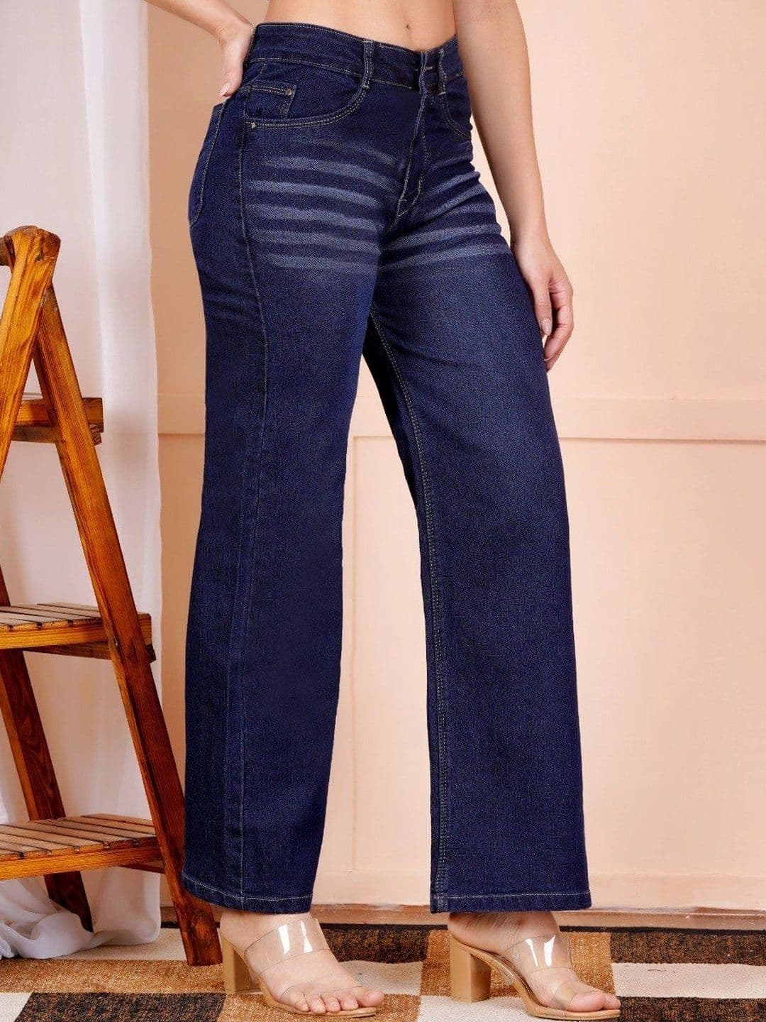 P.X.5 Women Classic Wide Leg High-Rise Light Fade Stretchable Jeans thumbnail 3