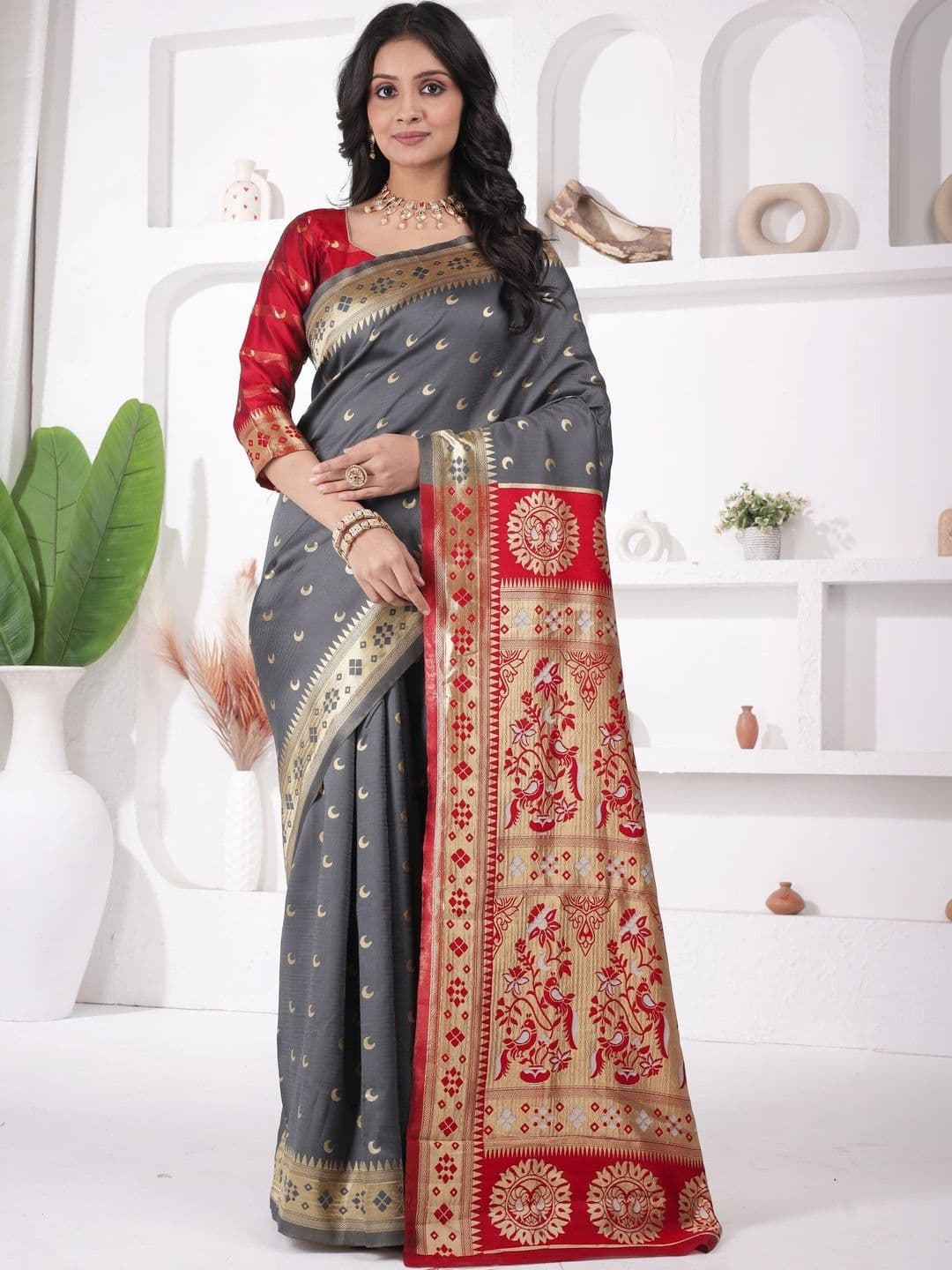 revika Woven Design Zari Art Silk Designer Kanjeevaram Saree - view 1