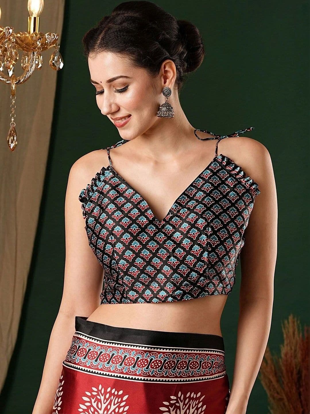 JAY NAGNATH FAB Kalamkari Mirror Work Silk Blend Heavy Work Mysore Silk Saree thumbnail 5