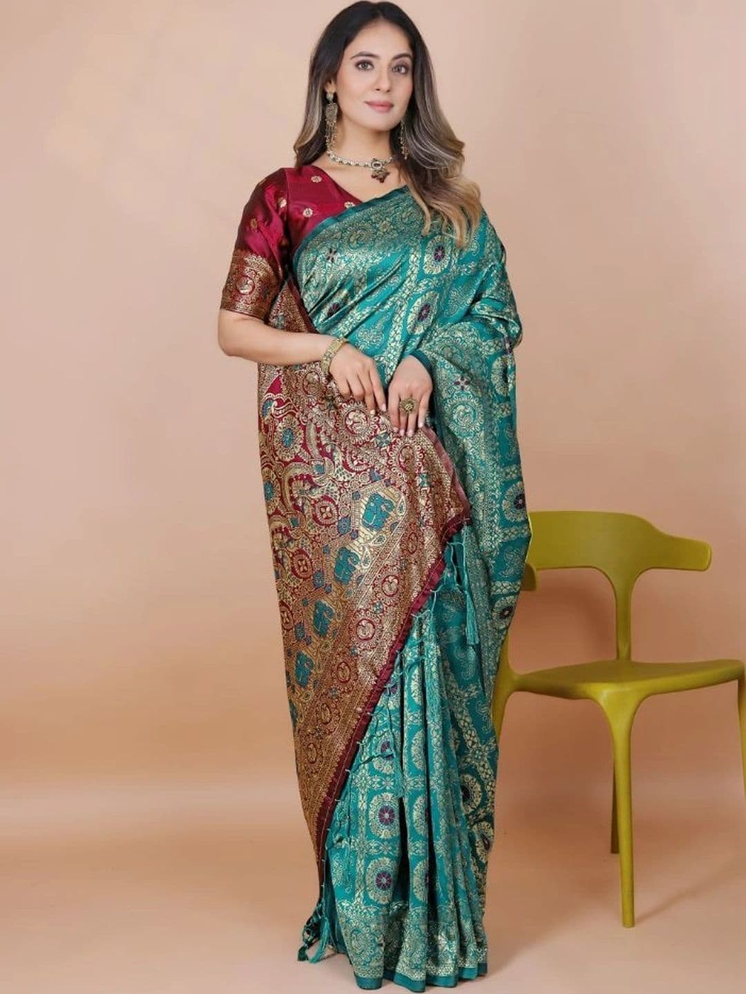 revika Woven Design Zari Art Silk Designer Kanjeevaram Saree thumbnail 4