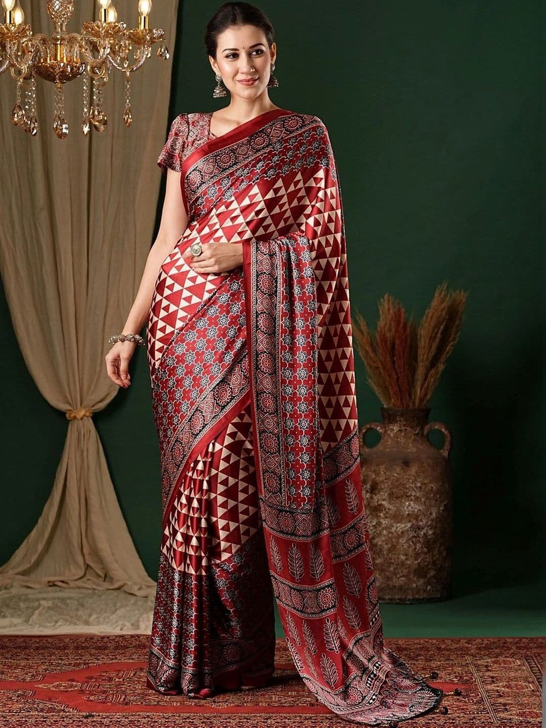 KALINI Mirror Work Silk Blend Heavy Work Mysore Silk Saree - view 1