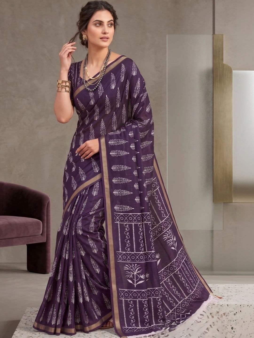 BORAD FASHION Designer Chanderi Saree thumbnail 3