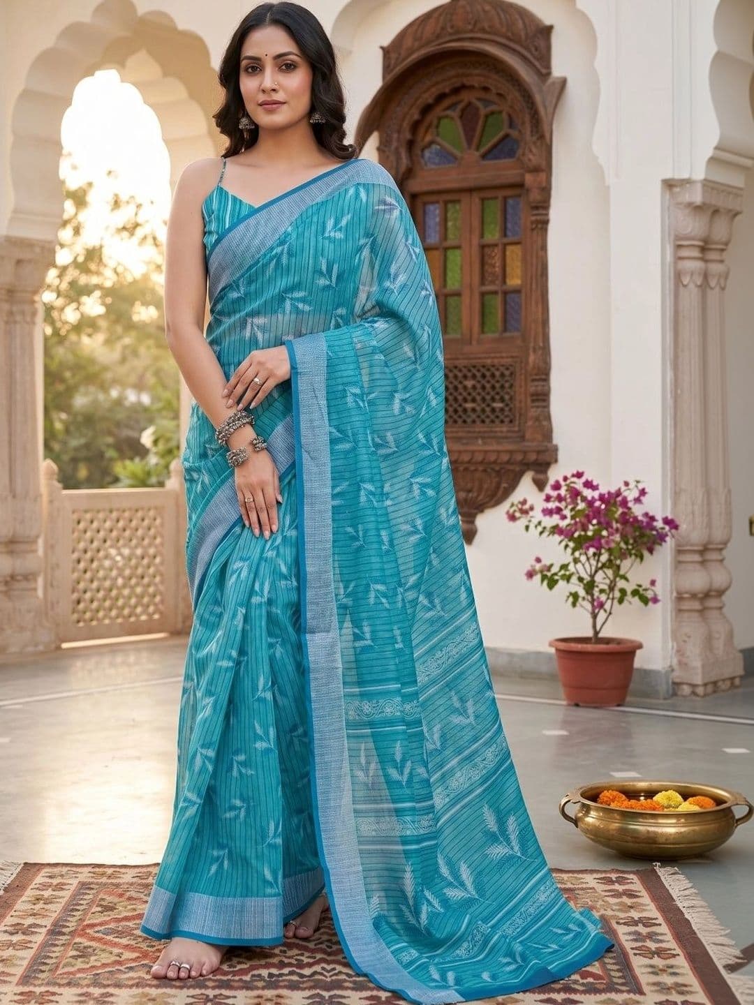 BORAD FASHION Striped Designer Chanderi Saree thumbnail 4