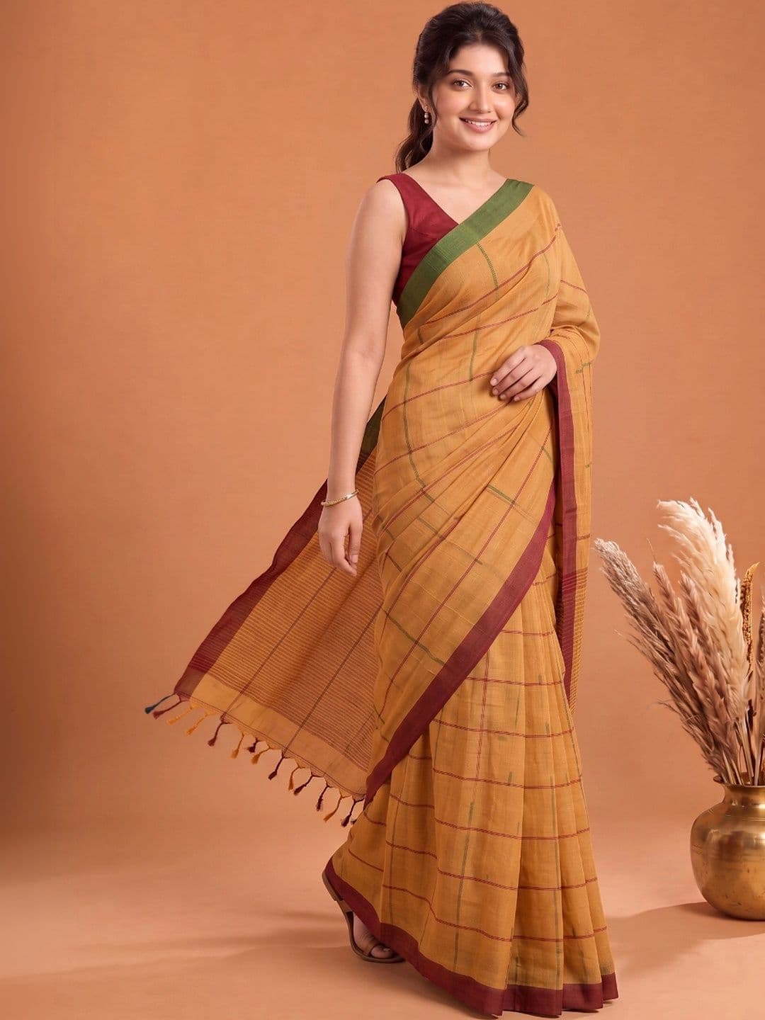 Aparna Women Woven Design Regular Pure Cotton Saree thumbnail 2
