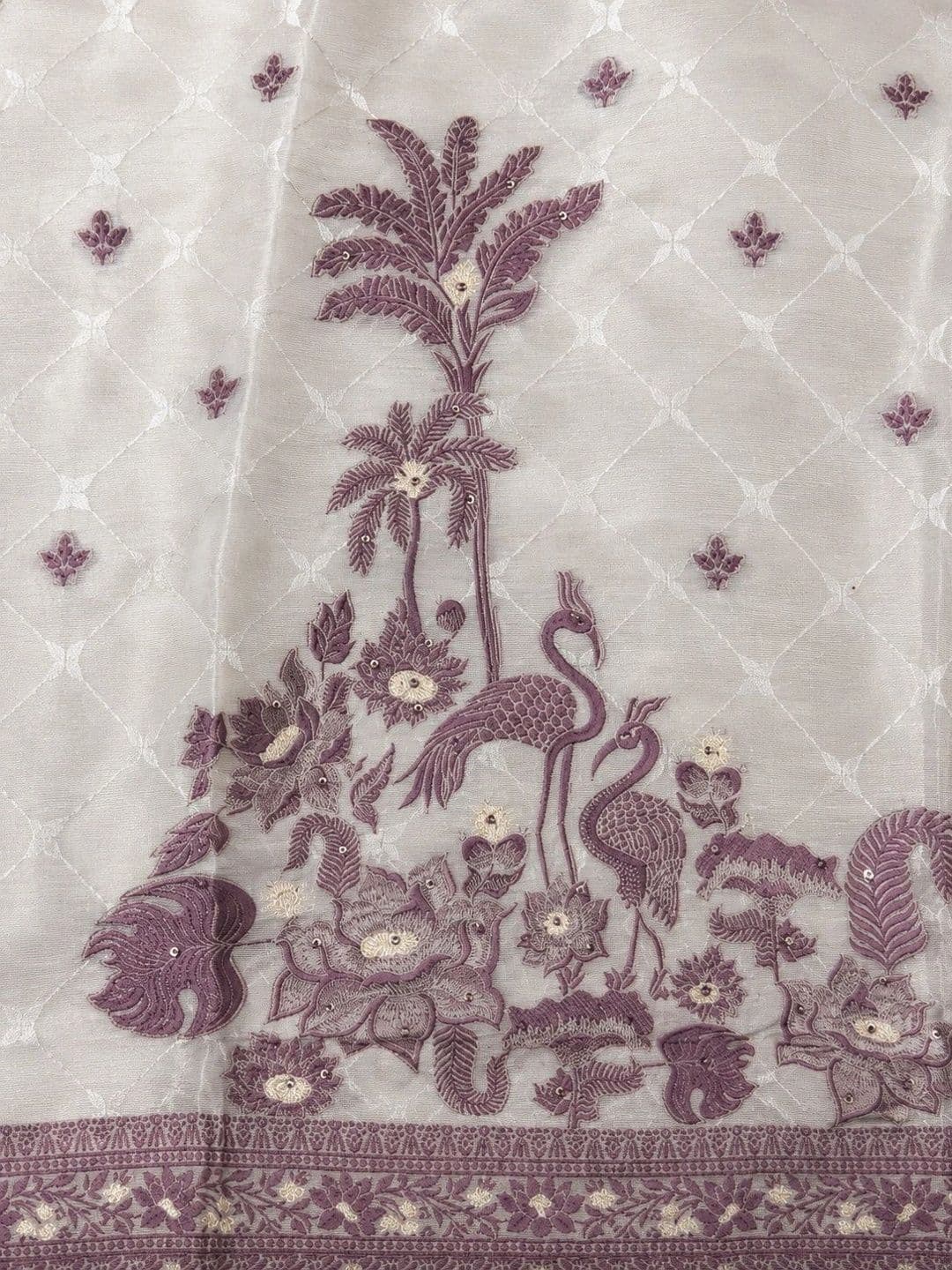 JEEREVA Women Ethnic Motifs Embroidered Regular Thread Work Pure Silk Kurta with Trousers & With Dupatta thumbnail 5