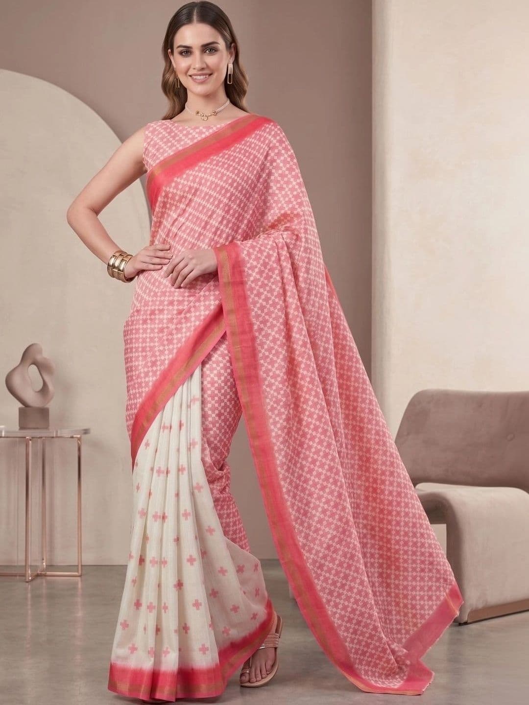 BORAD FASHION Women Designer Chanderi Saree thumbnail 2
