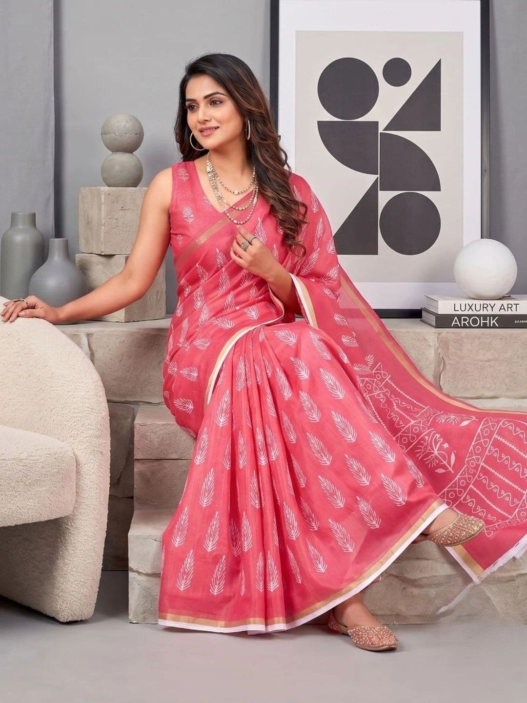BORAD FASHION Designer Chanderi Saree thumbnail 3