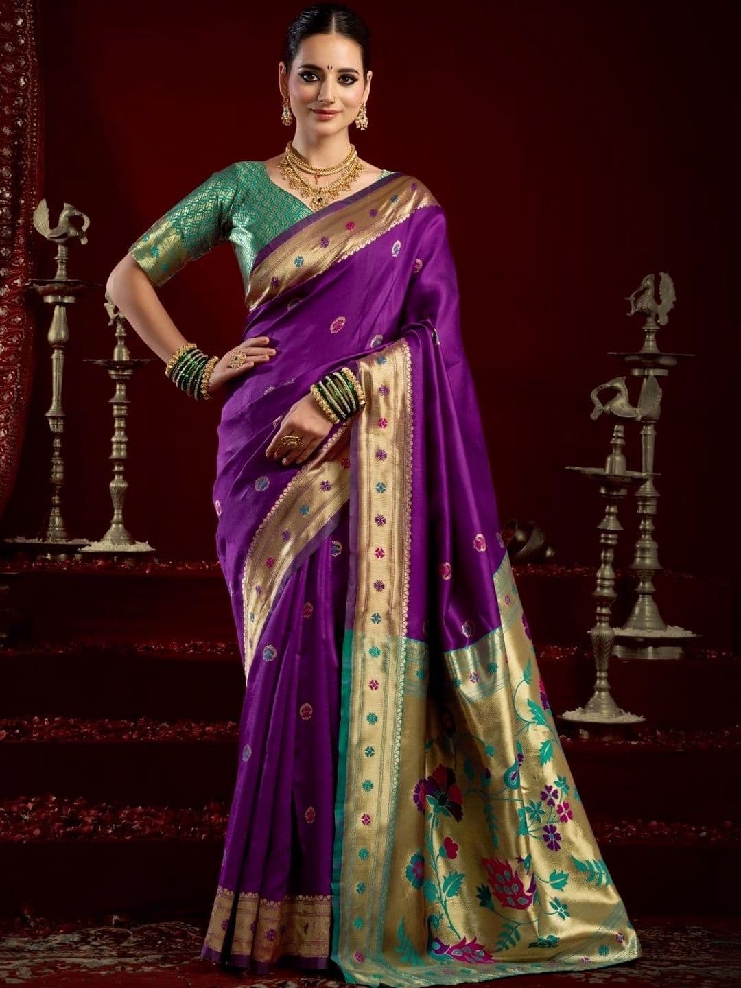 BORAD FASHION Woven Design Zari Silk Blend Designer Paithani Saree - view 1