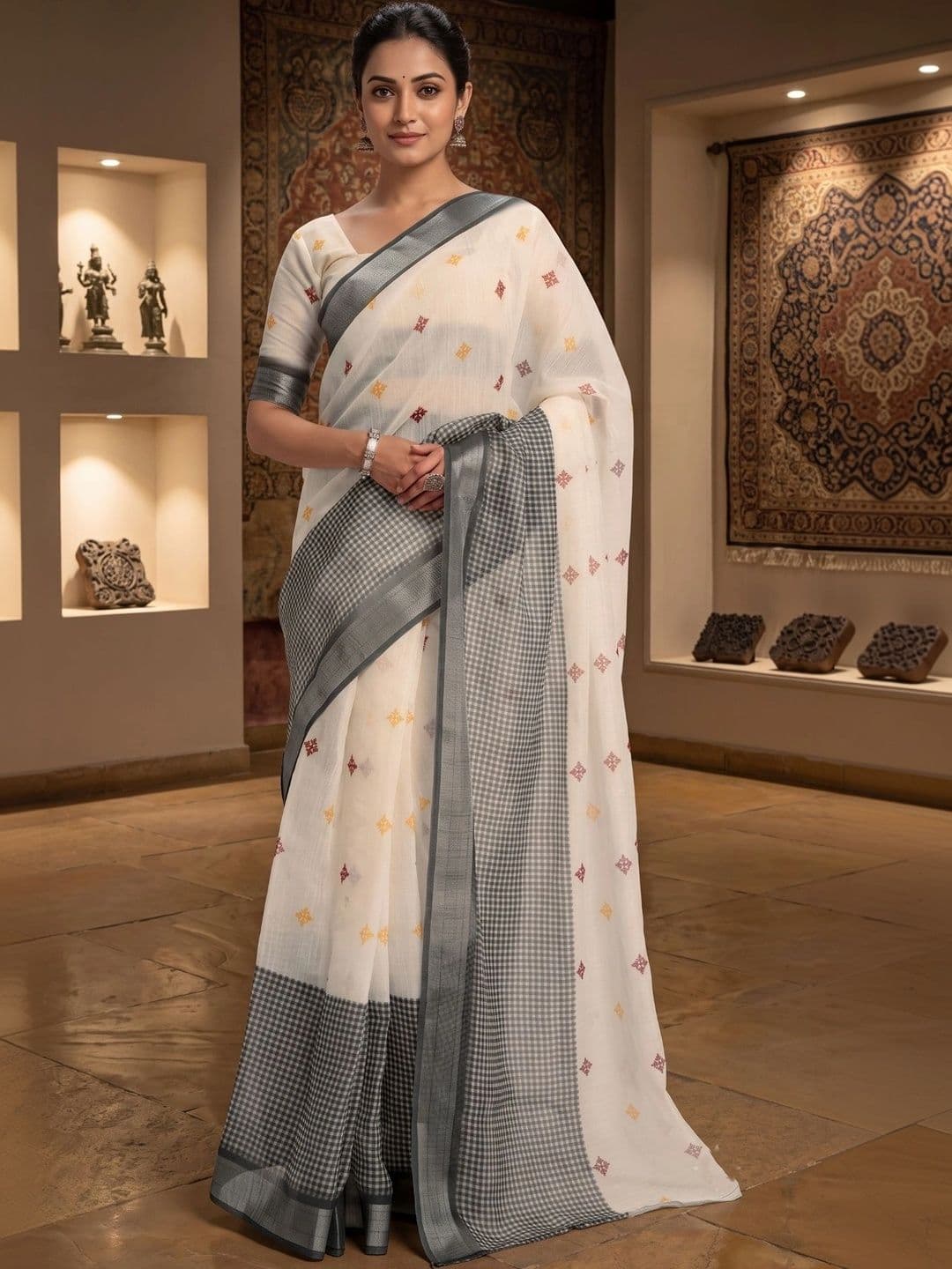 BORAD FASHION Designer Chanderi Saree - view 1