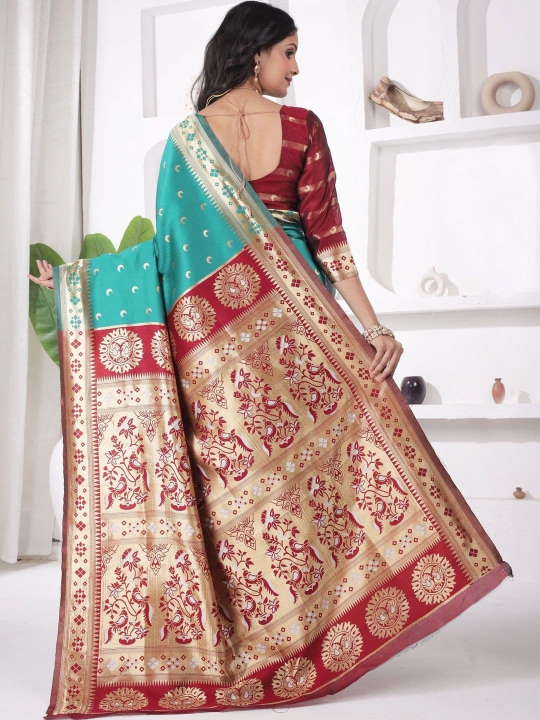 revika Woven Design Zari Art Silk Designer Kanjeevaram Saree thumbnail 5