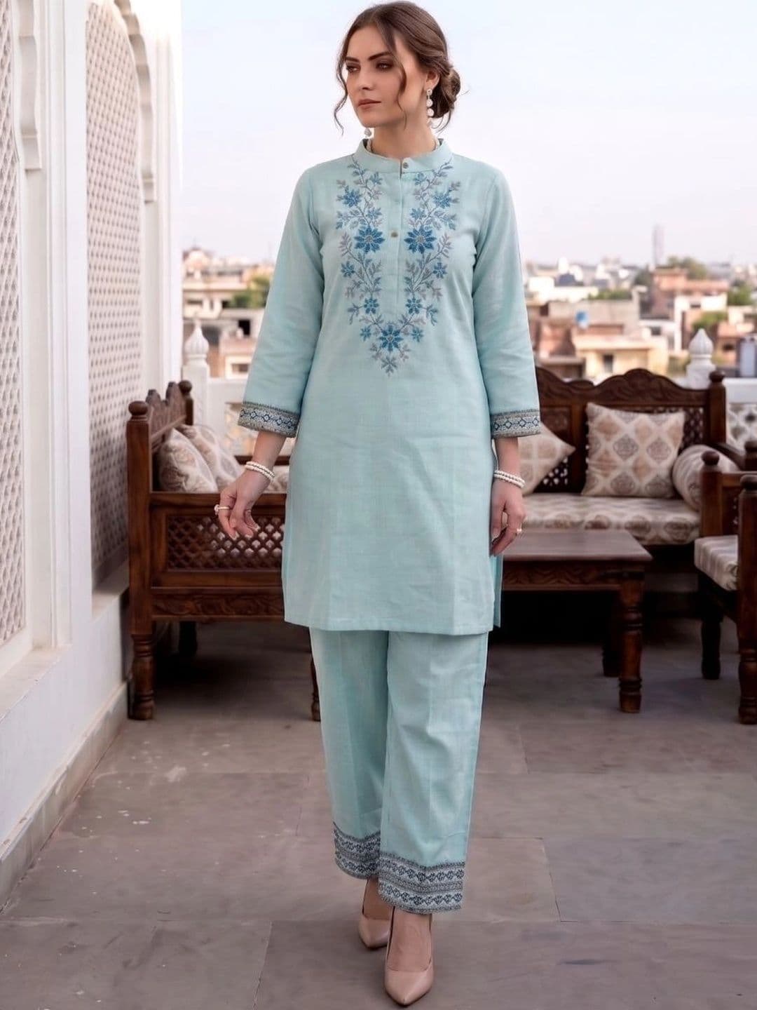 Laasika Embroidered Tunic with Trousers - view 1