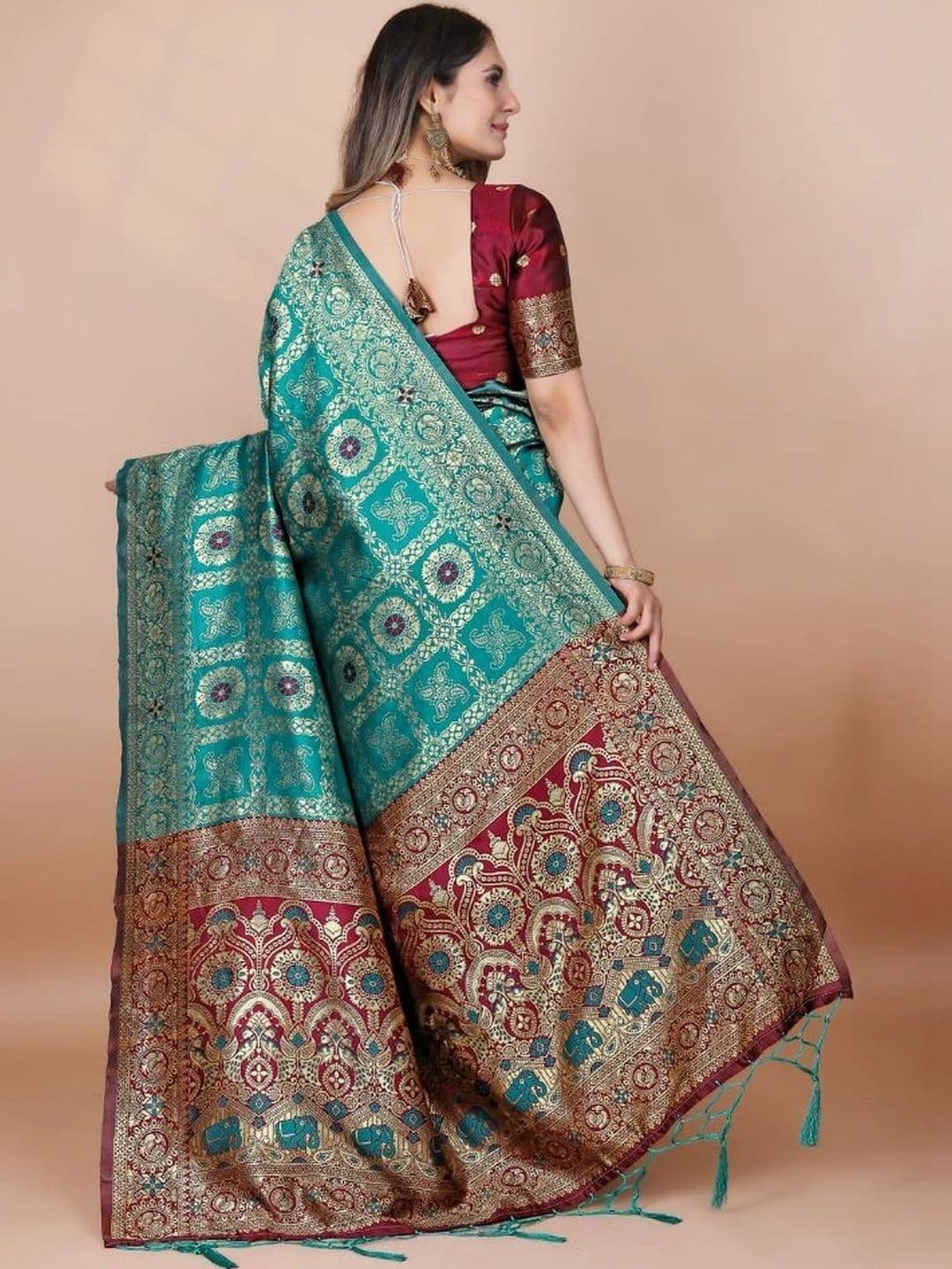 revika Woven Design Zari Art Silk Designer Kanjeevaram Saree thumbnail 3
