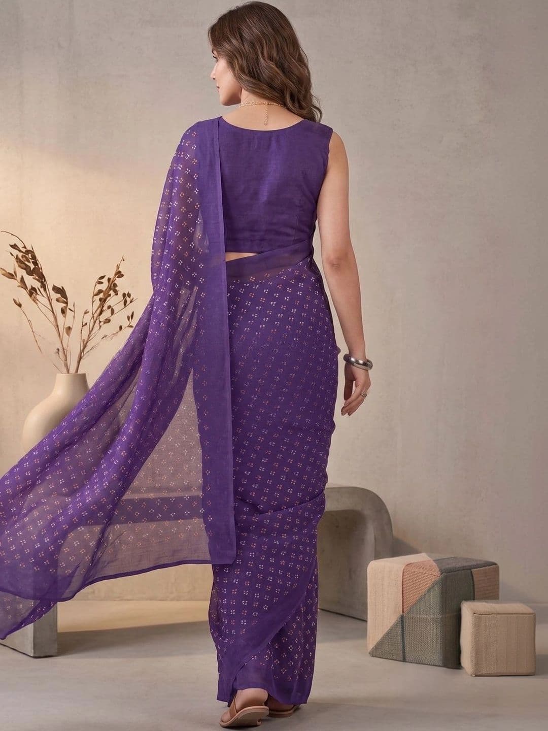 BORAD FASHION Bandhani Designer Chanderi Saree thumbnail 2