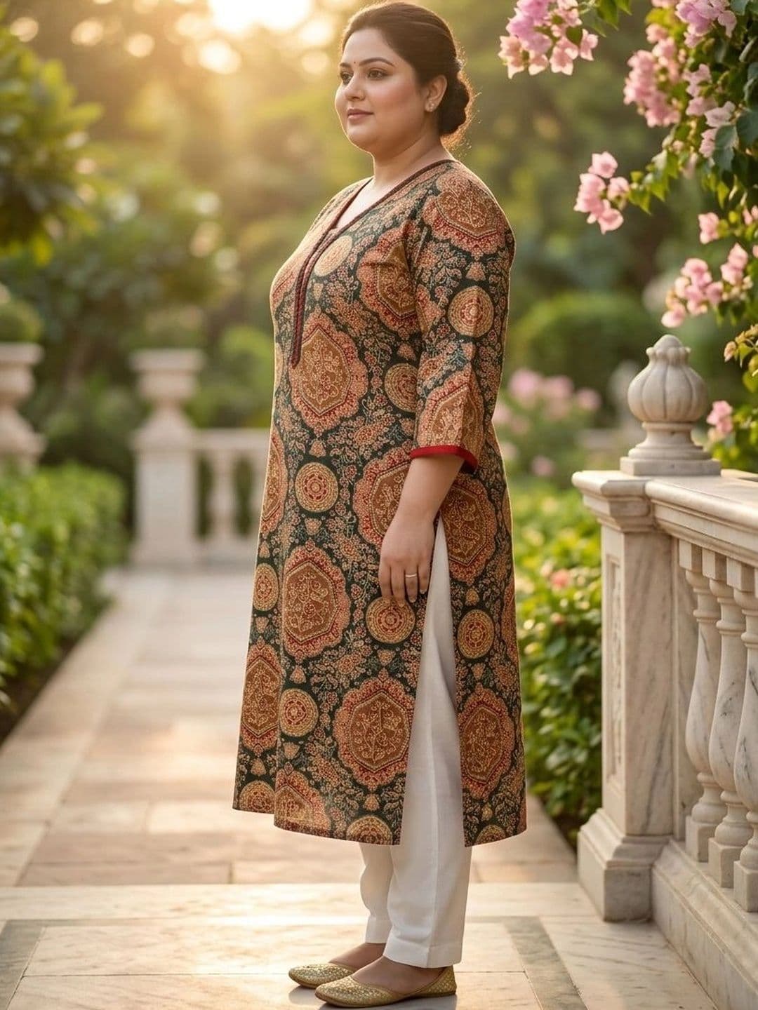 KALINI Women Ethnic Motifs Printed Thread Work Indie Prints Kurta thumbnail 2