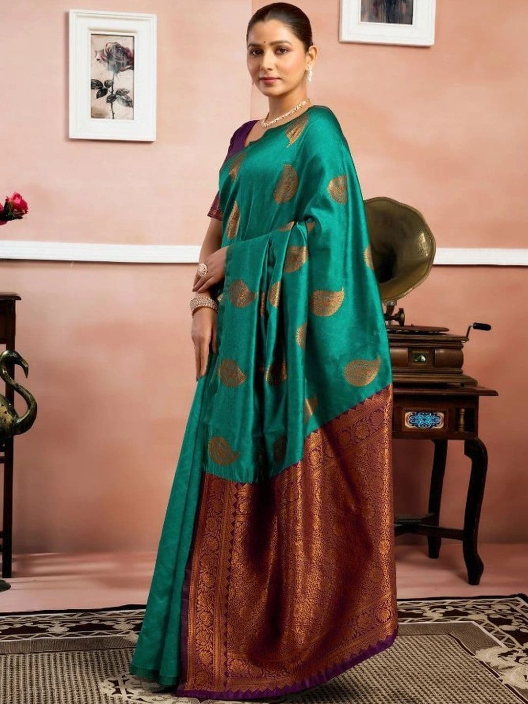revika Woven Design Zari Art Silk Designer Saree thumbnail 3