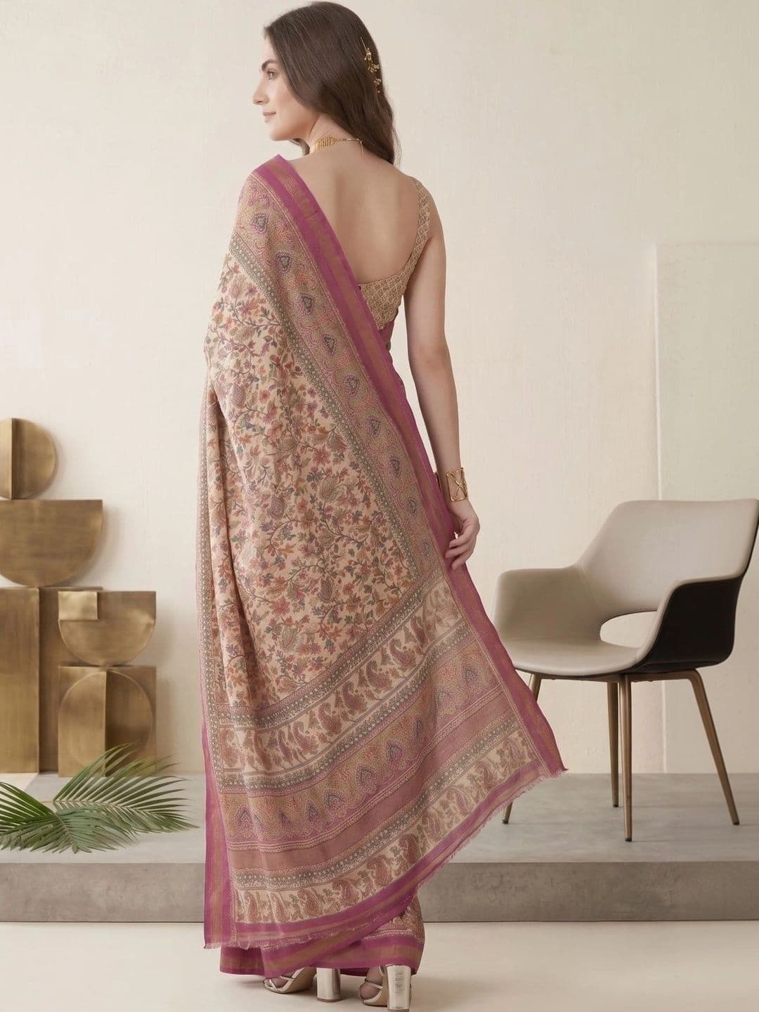 BORAD FASHION Floral Designer Chanderi Saree thumbnail 3