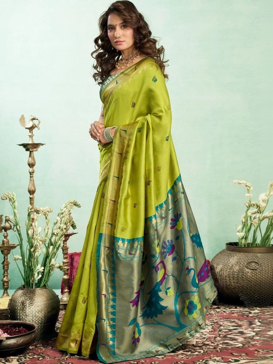BORAD FASHION Woven Design Zari Silk Blend Designer Paithani Saree - view 1